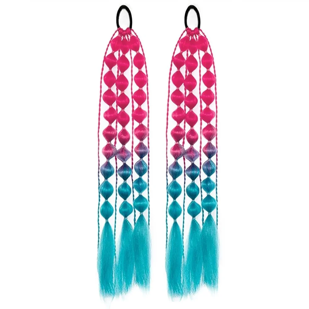 24 Inch Synthetic Ponytail Extension Corlorful Bubble Braid Long Lantern Braided Ponytail Hair Tie Straight Hairpieces for Women