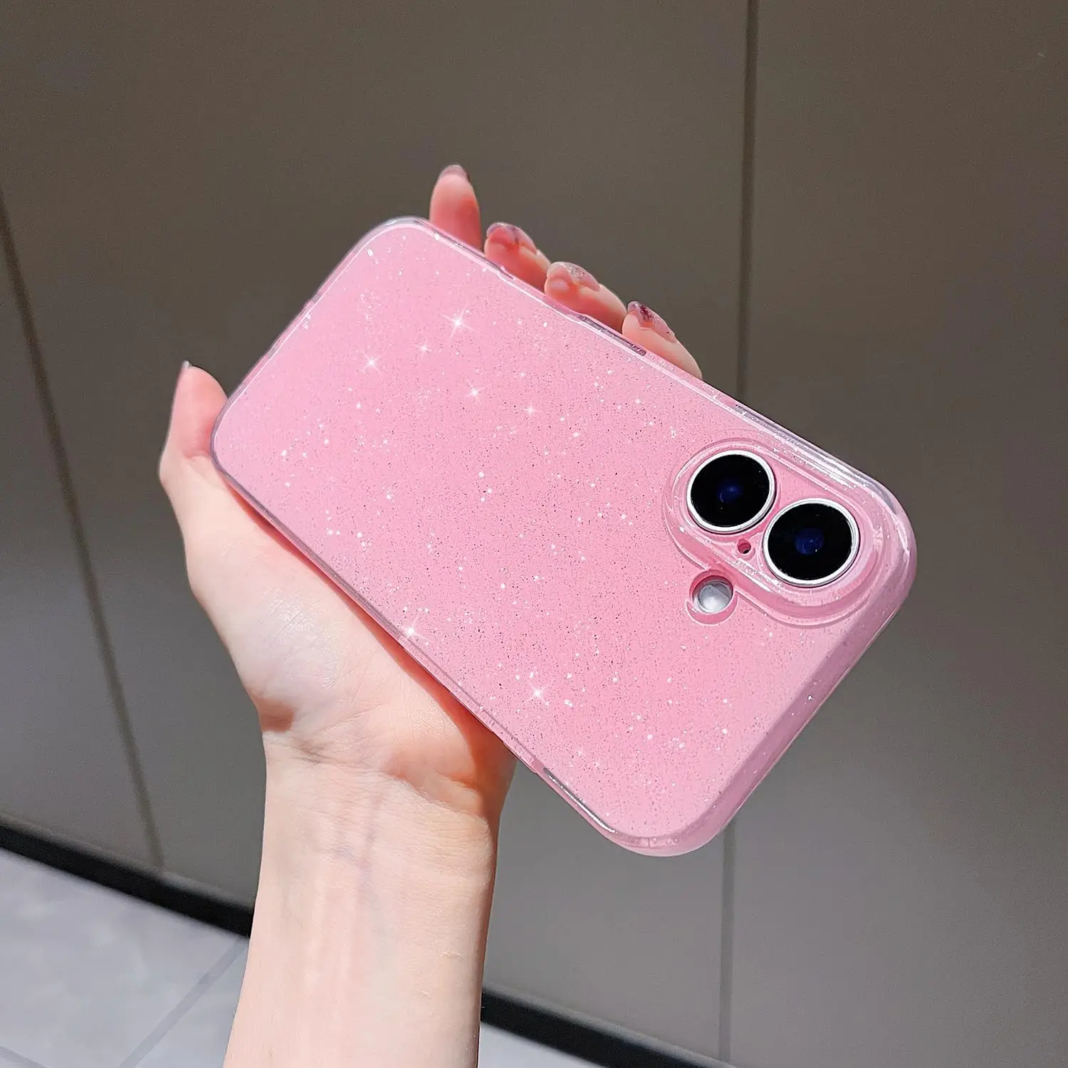 Pink Cute Glitter Sparkly Case Cover For iPhone 16 Pro Max 15 Plus 14 13 12 11 Women Girl Phone Accessories