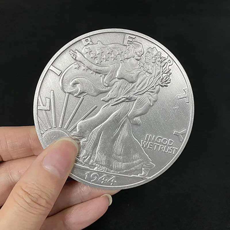 Jumbo Walking Liberty Half Dollar (7.3cm) Magic Tricks Magician Close Up Street Illusions Props Accessories Coin Appearing Magia for excavator accessories daewoo doosan dh dx55 60 80 150 220 300 5 7 9 walking handle push rod glue