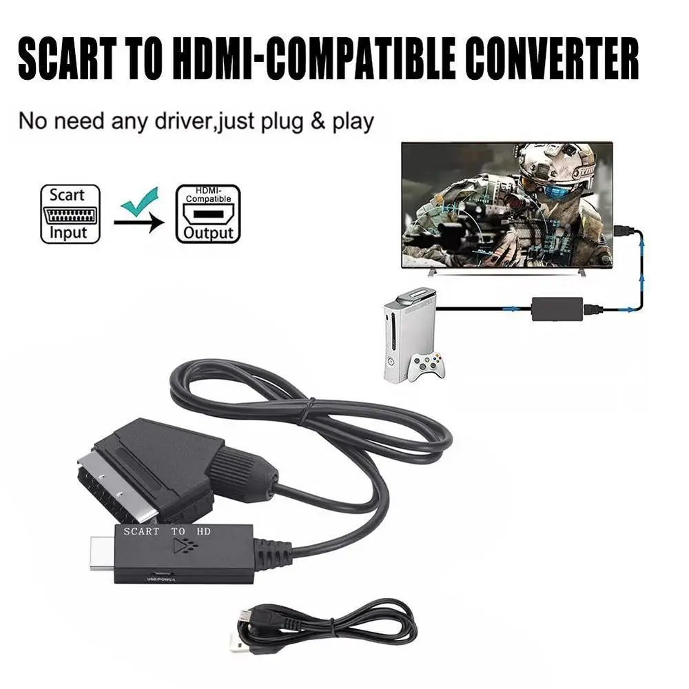 HDMI-Compatible To Scart Converter Cable Video Output Audio Adapter For  Video Recorder Plug And Play Adapter For Compuer - AliExpress