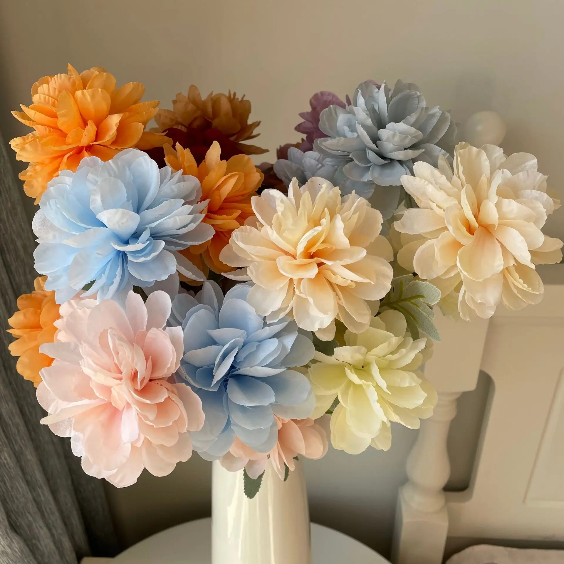 

10 Branches Dahlia Artificial Flowers Pink Blue Home Party Holiday Simulation Artificial Dahlia Flowers Hotel Wedding Party