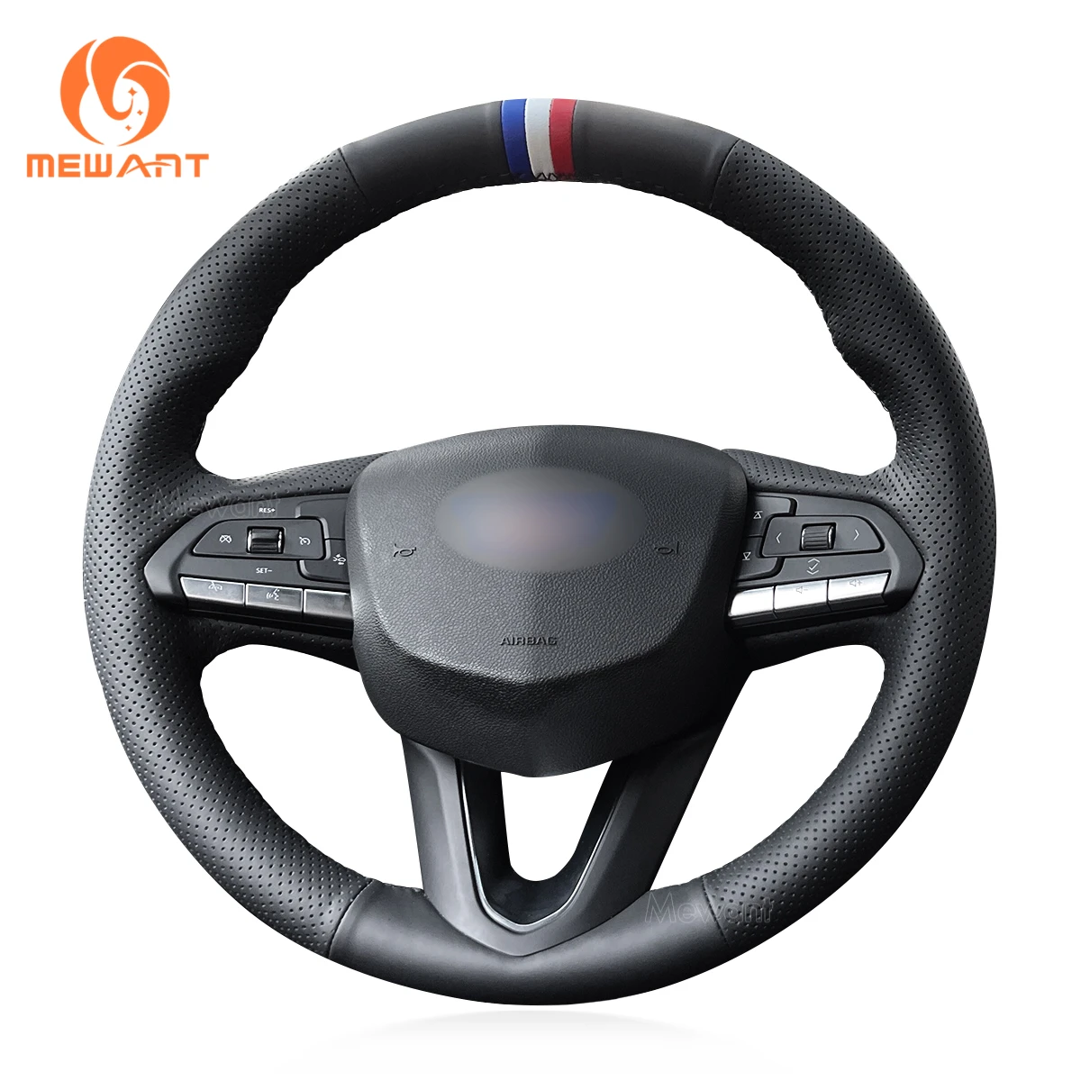 

MEWANT Black Artificial Leather Steering Wheel Cover for Cadillac CT4 CT5 2020-2023 XT4 2019-2023