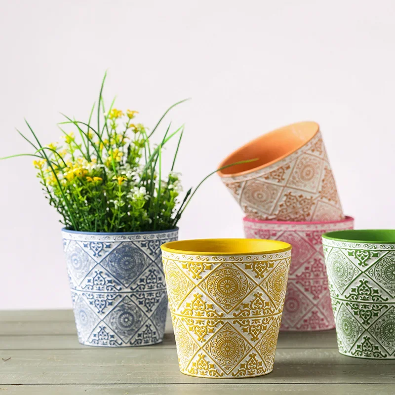 

Red Pottery Flowerpot Fresh Flowers Fleshy Breathable and Round Ceramic Pot with Natural Firing