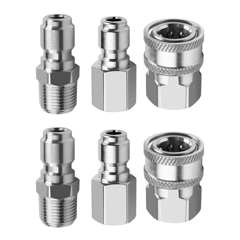 

4X NPT 3/8 Inch Male And Female Quick Connector Kit And 2 Pieces NPT 3/8 Inch Pressure Washers Quick Connector Plug