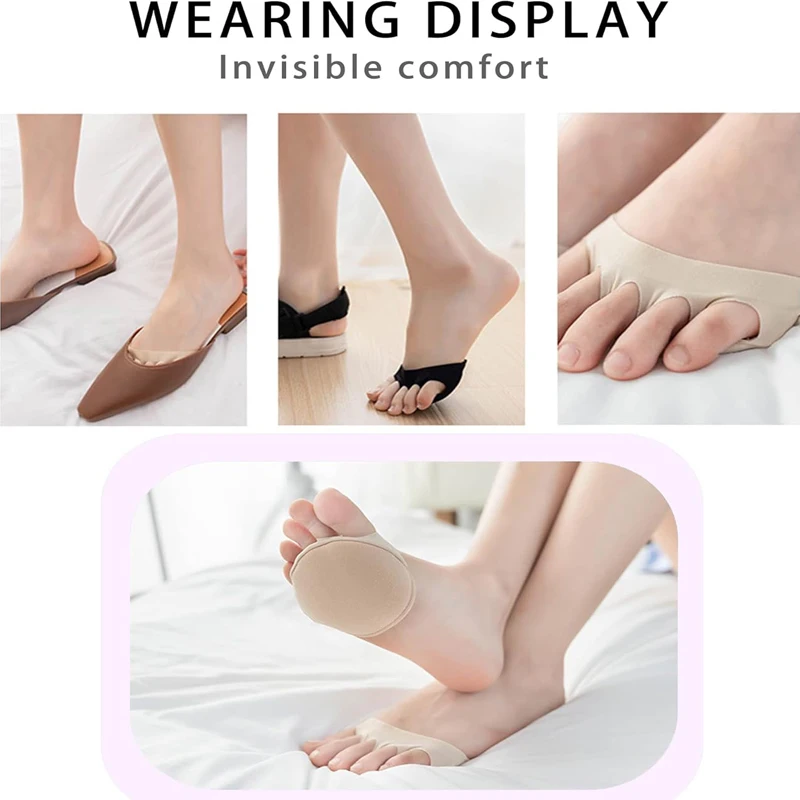 Honeycomb fabric metatarsal pad 2pcs invisible sock pad reusable soft foot pad prevent pain and discomfort