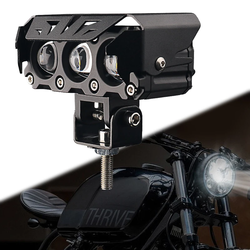 

200W Motorcycle LED Spotlights Headlamp Car Headlight Bulbs Auto Lamp Projector Lens Dual Color Spot Fog Work Auxiliary Light