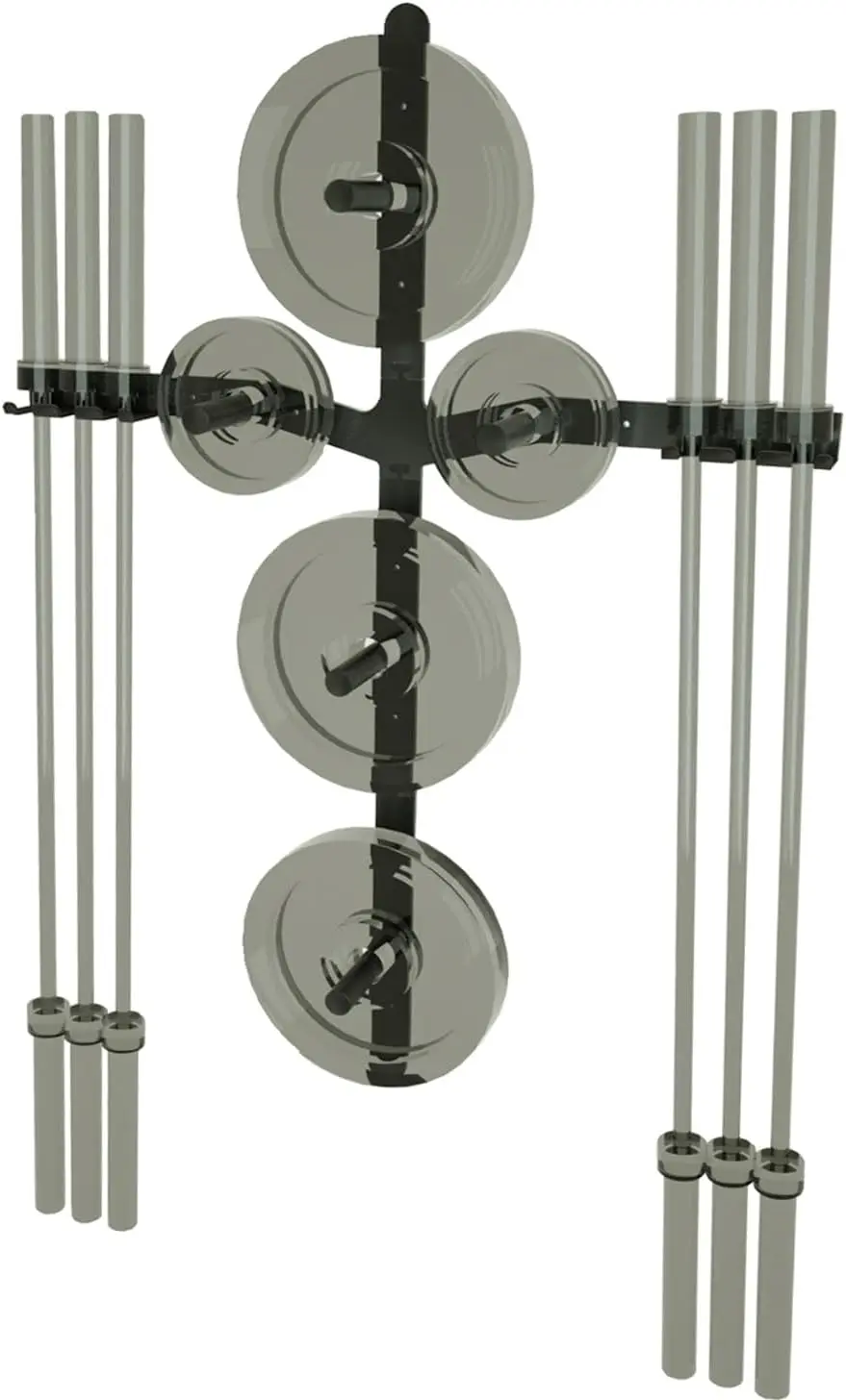 

ZEUTSPEK\u2013 5 Pegs & 6 Barbells Load Up to 1060 LBS Wall Mounted weight rack for plates. barbells holder wall mount with