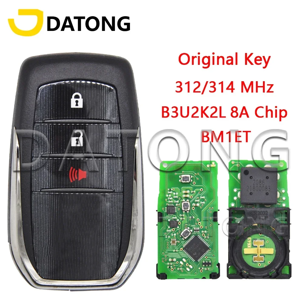 

Datong World Car Remote Control Key For Toyota HILUX B3U2K2L BM1ET 312/314MHz 8A Chip RF430 61K643-0010 Original Promixity Card