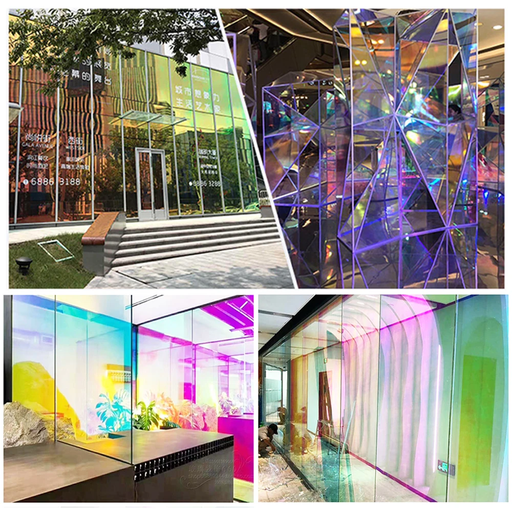 Description Picture 4 of itemHolographic Iridescent Window Film Adhesive Glass Vinyl Chameleon Rainbow Effect For Home Offices DIY Christmas Party Decoration
