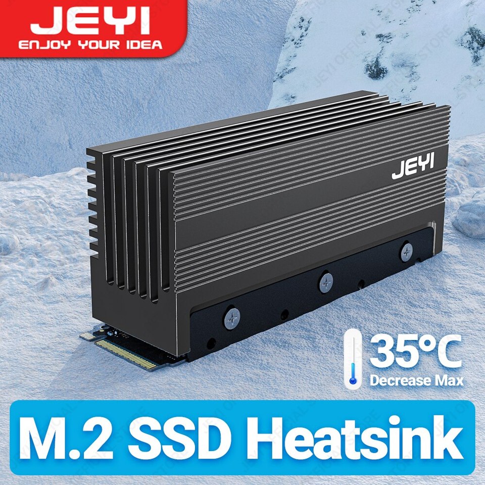 JEYI M.2 2280 SSD Heatsink, NVMe NGFF Heavy Duty Full Aluminum Convective Heat Sink, Passive Cooler with Fins, 35℃ Decrease Max