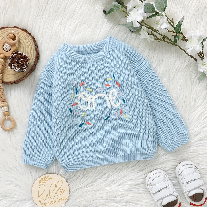 Baby Sweater Knitted Newborn Kid Clothing Fashion Embroidered Letters Tops Outerwear Infant Girl Boy Pullover Long Sleeve Autumn baby girls sweater cashmere sweater