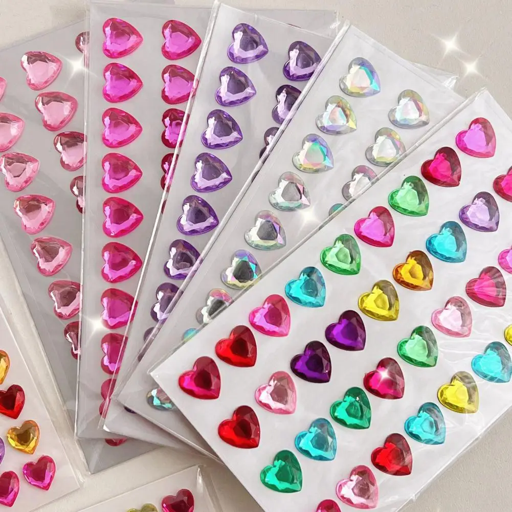 3D Faux Crystal Heart Sticker Self-Adhesive Easy Apply Shining Sticker For Child DIY Scrapbooking Journaling Supply