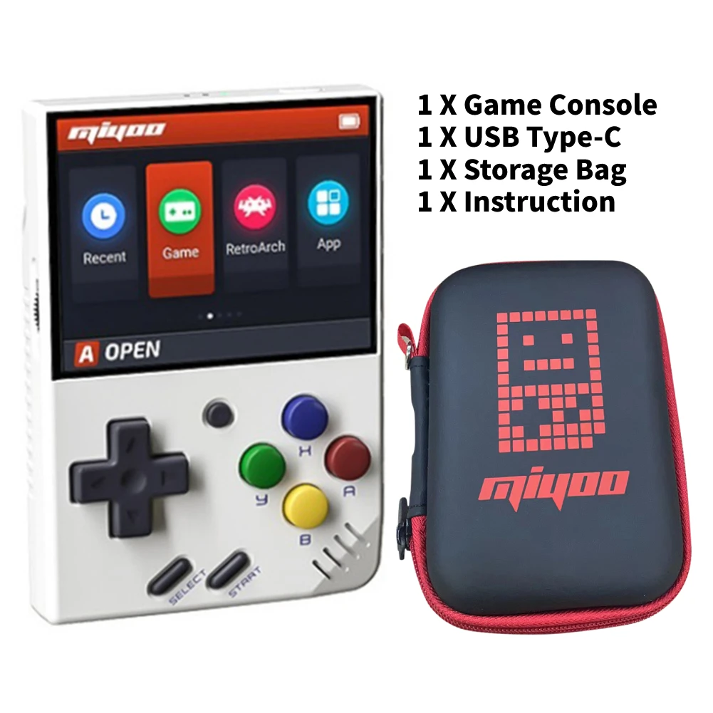 MIYOO MINI Retro Video Game Console 2500 Games Portable Console Retro Arch Linux System Pocket Handheld Game Player Gift & Bag 