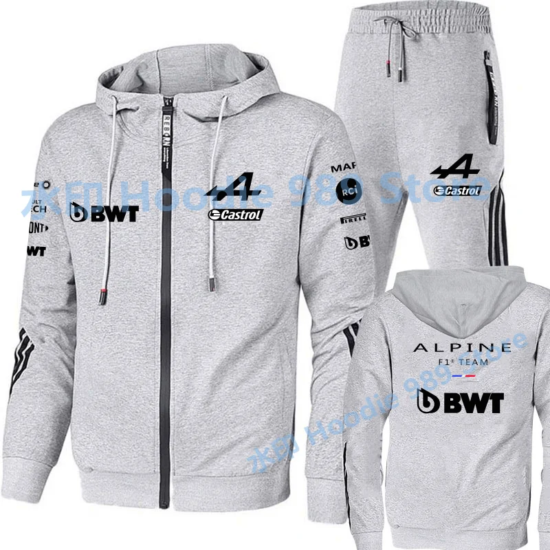 2022Spring Formula One Racer Alonso F1 Alpine team Racing Fans zipper hoodies tracksuit men's sets clothes+trousers Sweatshirt mens sweatsuits sets Men's Sets