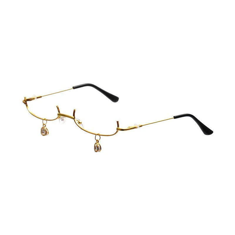 Vintage Oval Half-Frame Glasses with Chain - Unisex Cosplay and Decorative Eyewear