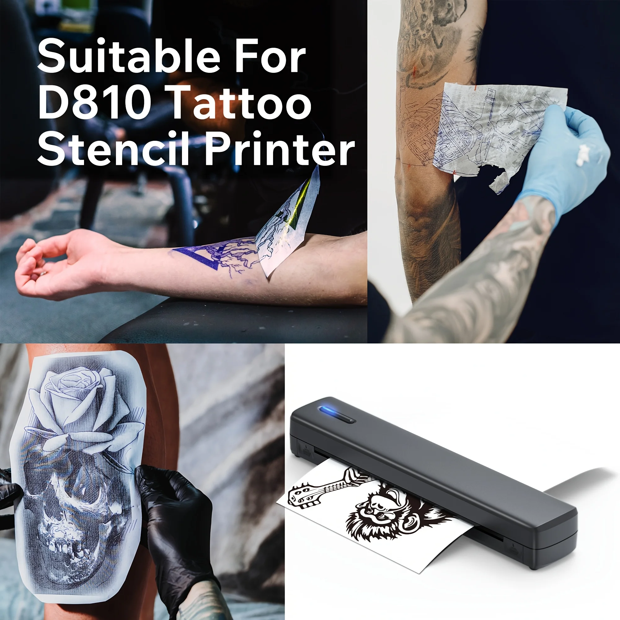 D810B 프린터용 A4 타투 열전사 스텐실 용지 50매, 전문가 및 연습용 HD 투명 전사지