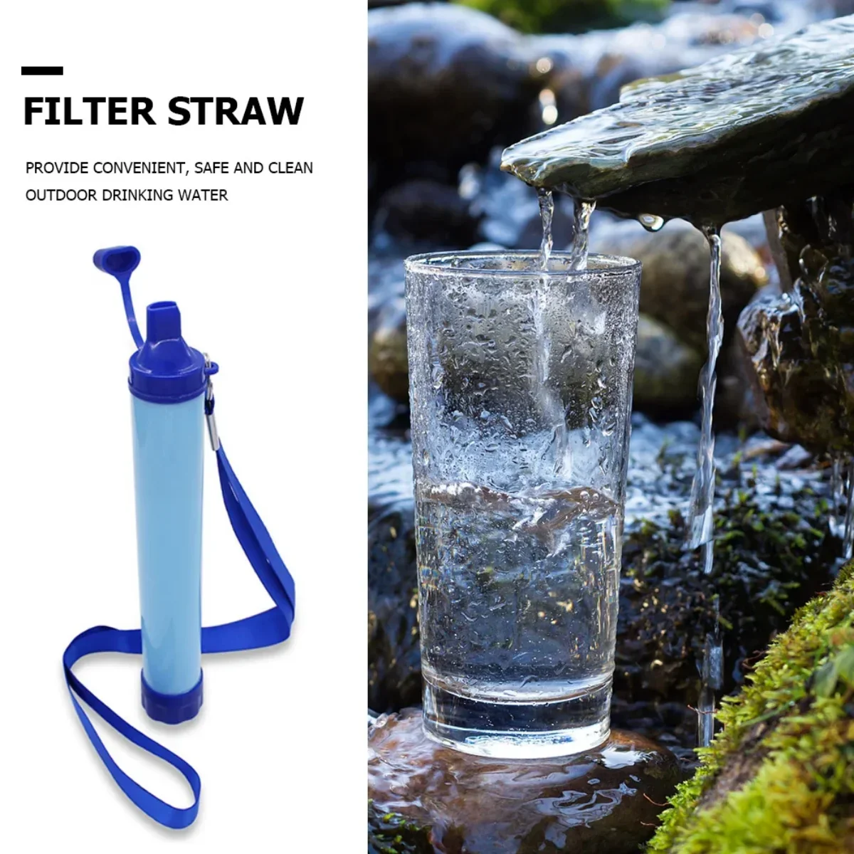 Water Purifier Outdoor Water Purifier Camping Hiking Emergency Portable Survival Purifier Water Filter Suit for Streams Lakes Outdoors Camping