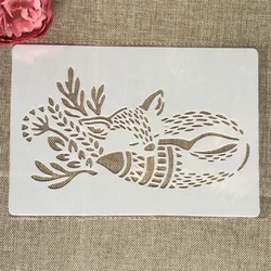A4 29cm Cute Sleepy Fox DIY Layering Stencils Wall Painting Scrapbook Coloring Embossing Album Decorative Template