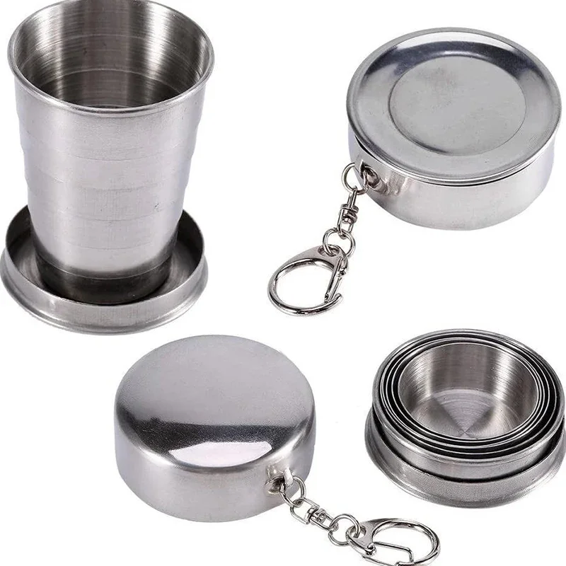 Folding Cup Stainless Steel Folding Cup Portable Outdoor Travel Camping Telescopic Cup