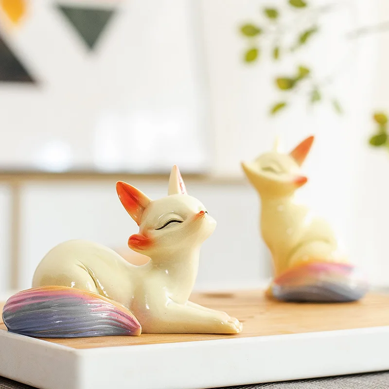 Color Changing Little Fox Panda Rabbit Tea Pet Can Be Raised for Tea Play Office Home Table Pet Decoration tea pet ornaments