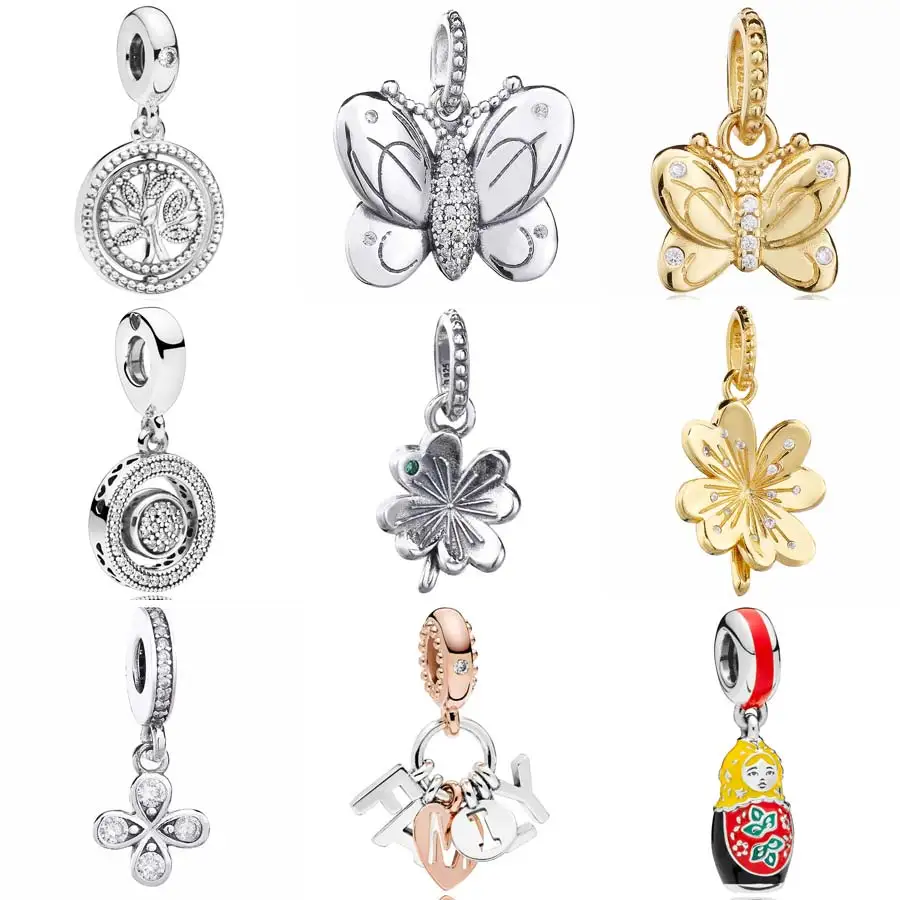 

Doll Spring Butterfly Clover Tree Of Life Family Pendant Charm Fit Bracelet 925 Sterling Silver Bead Jewelry
