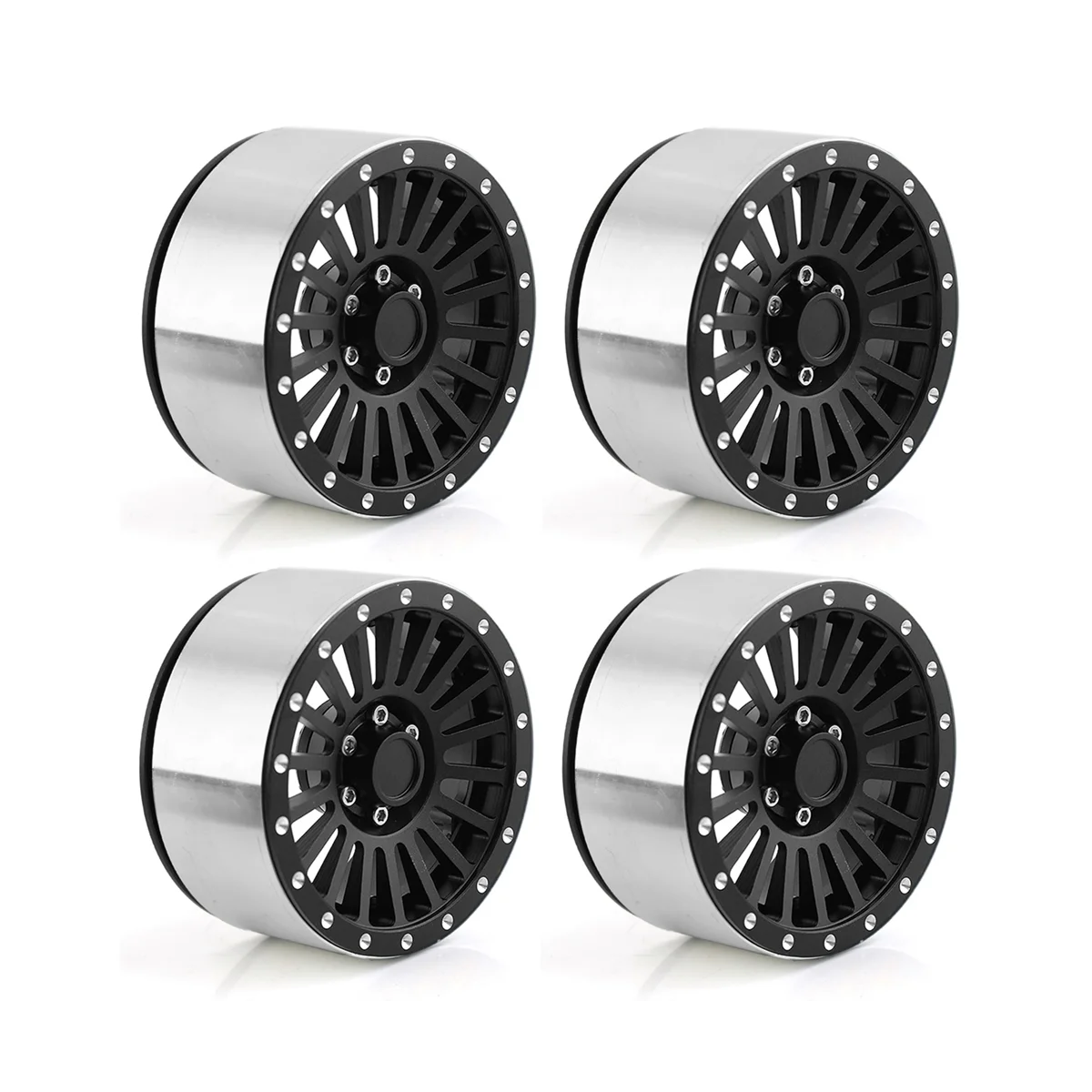 

4Pcs 2.6 Inch Metal Beadlock Wheel Rim Hub for 1/8 1/10 RC Crawler Car Axial SCX10 Wraith RR10 Capra TRAXXAS TRX4,Black