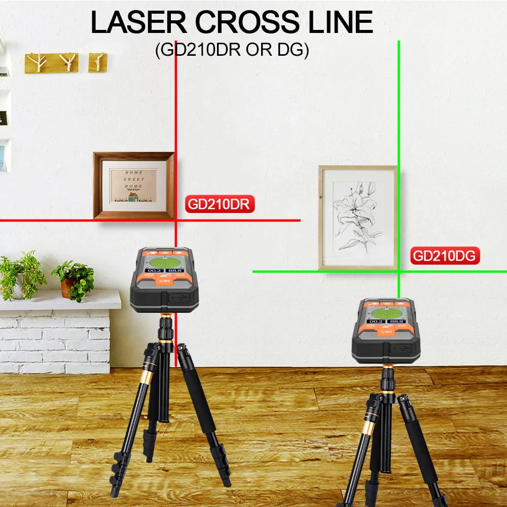 GVDA Metal Detector Laser distance meter Rangefinder Wall Scanner Copper AC Wiring Wood Finder Wires Depth Tracker Tape Measure 5