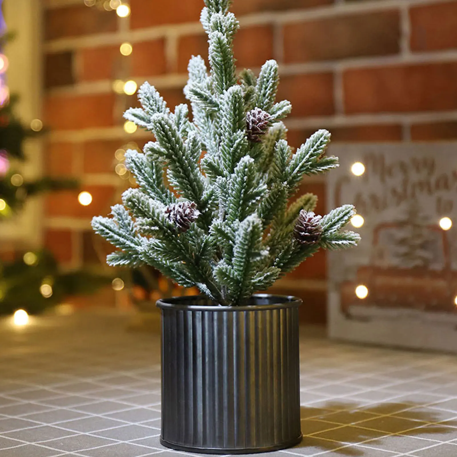 

Имитация зеленого дерева, железный барабан, искусственный настольный декор, плотное Флокирование, полиэтиленовые рождественские украшения «сделай сам», украшение для дома