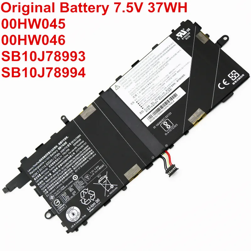 

7.5V 37WH Genuine OEM Laptop Battery 00HW045 00HW046 For Lenovo ThinkPad X1 Tablet 20GGA00F00 20GGA00N00 SB10J78993 SB10J78994