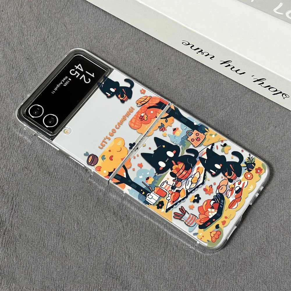 Funny Cute Black Cat Clear Folding Phone Case