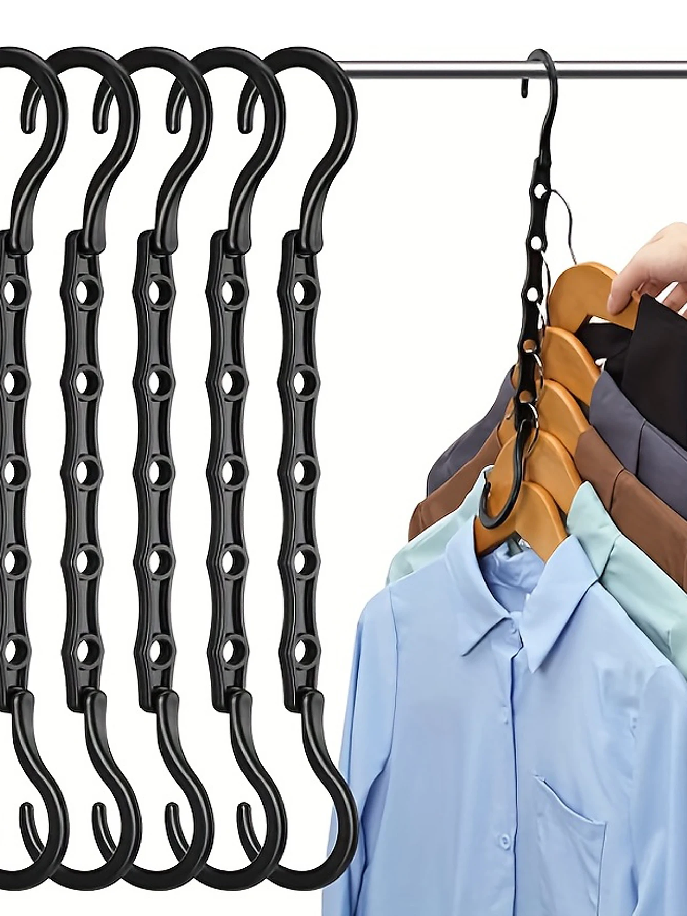 Clothes Hanger Space Saving Multifunction Plastic Rotary Organizer 5 Hole