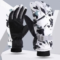 Winter Ski Gloves Warm Thermal Men Women Thickened Cotton Waterproof Non-Slip Warm Riding Outdoor Graffiti Snowboard Cycling 2