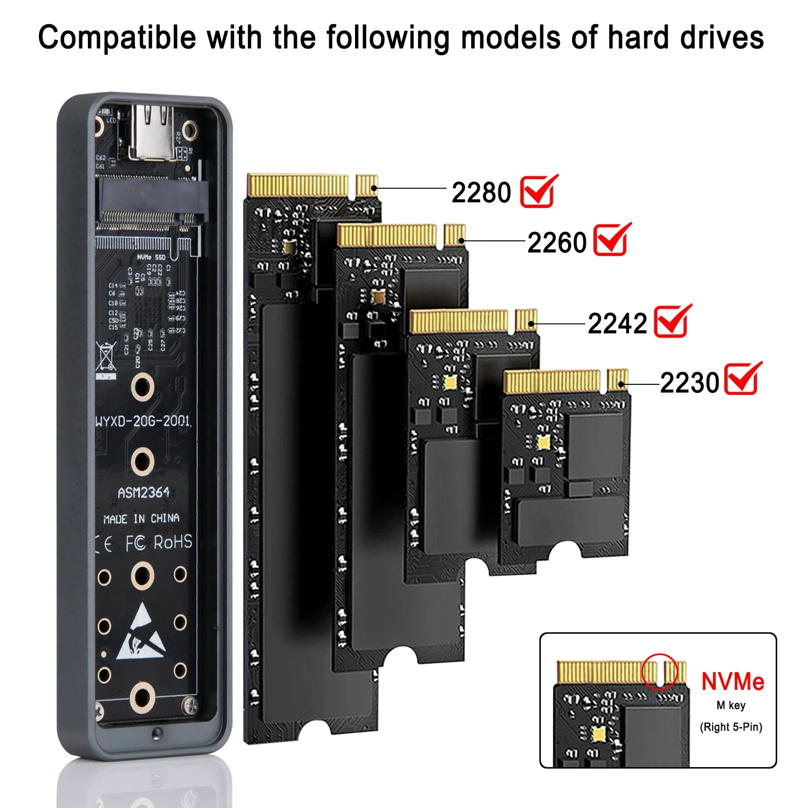 External Hard Drive Case Ssd Enclosure Hard Drive Adapter Ssd Adapter External Hard Drive Box Hard Disk Case Hard Drive Enclosure Hdd Case Enclosure M.2 NVMe SSD Enclosure for Macbook PC