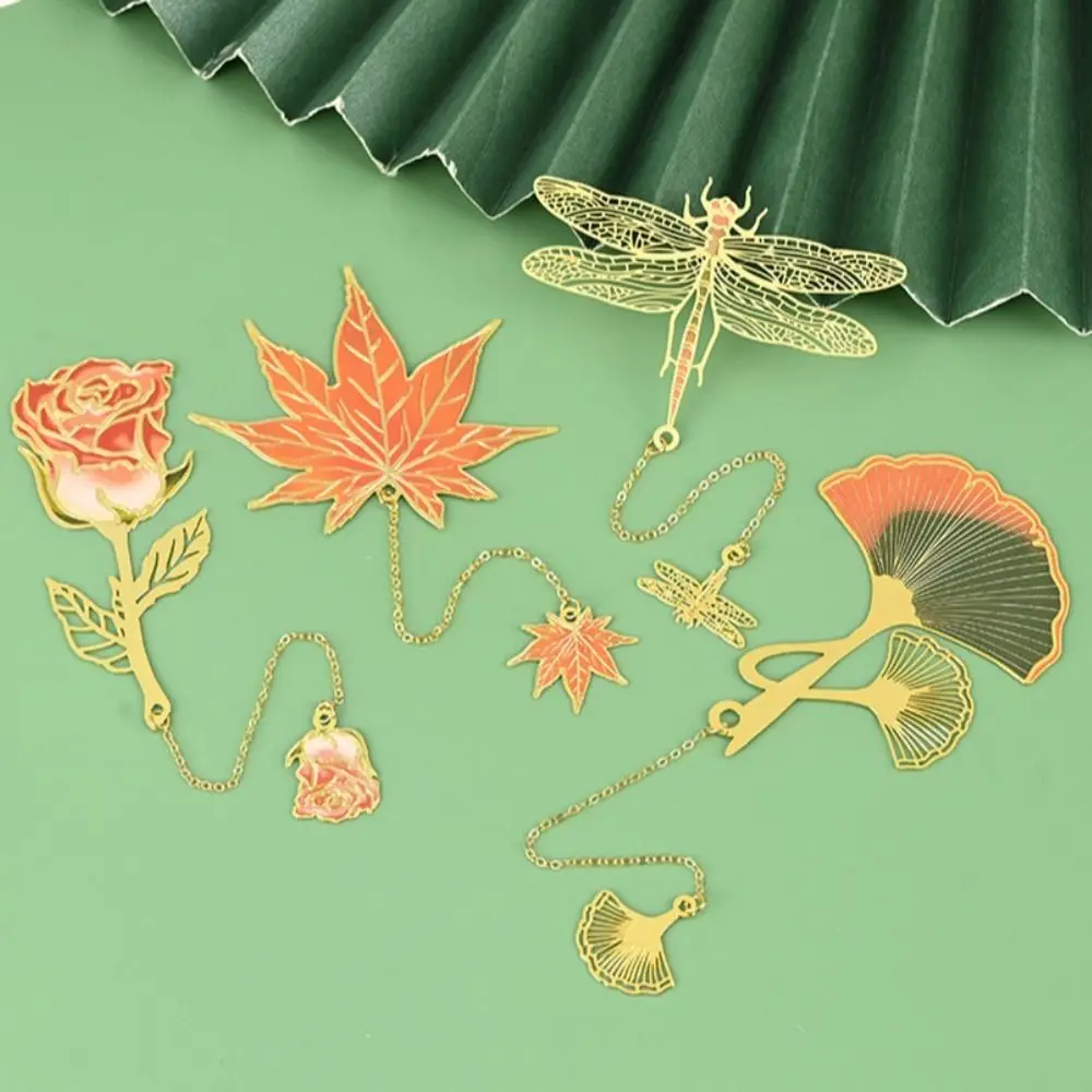 Stationery Pendant Metal Bookmark Roses Lotus Leaf Lotus Leaf Book Mark Dragonfly Rose Bookmark Reading
