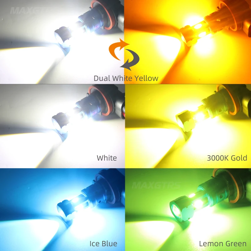 2X H11 LED Fog Light Bulbs H8 H9 H16 JP 9005 9006 LED CSP 6000k White/3000k Golden Yellow 12V DRL Car Daytime Running Auto Lamp led bulb led fog light
