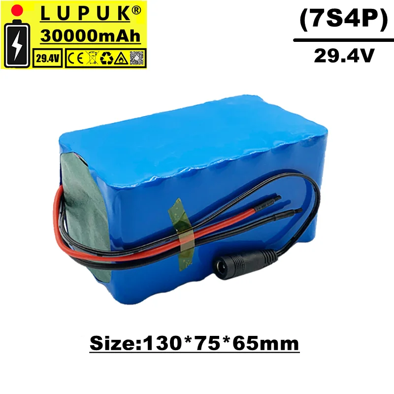 

Lupuk-24v lithium ion battery pack, 7s4p 29V 30ah, suitable for bicycles, motorcycles, electric scooters, built-in BMS 15A