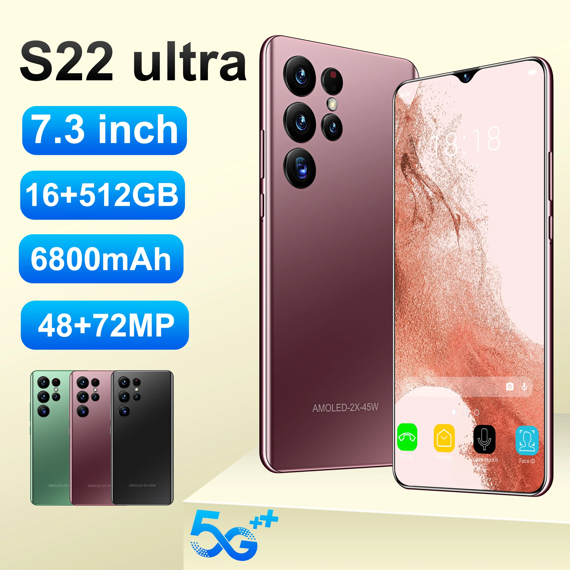 Разблокированный смартфон Android 16 ГБ 512 Celulares с двумя SIM-картами 7 3 дюйма телефон 6800