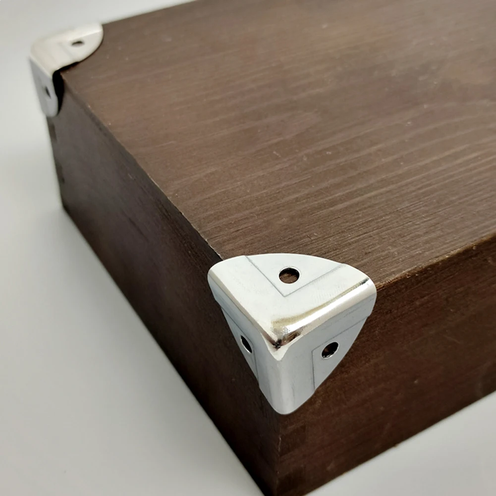Description Picture 5 of item4/8/12 PCS Antique Style Metal Box Corner Iron Protection Case Edge Guard Corner Cover Chrome Furniture Hardware Corner Brackets