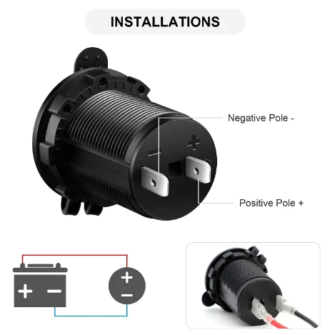 QC 3.0 듀얼 USB 급속 차량용 충전기 소켓 12V-24V 방수 터치 스위치 충전 어댑터 전원 소켓