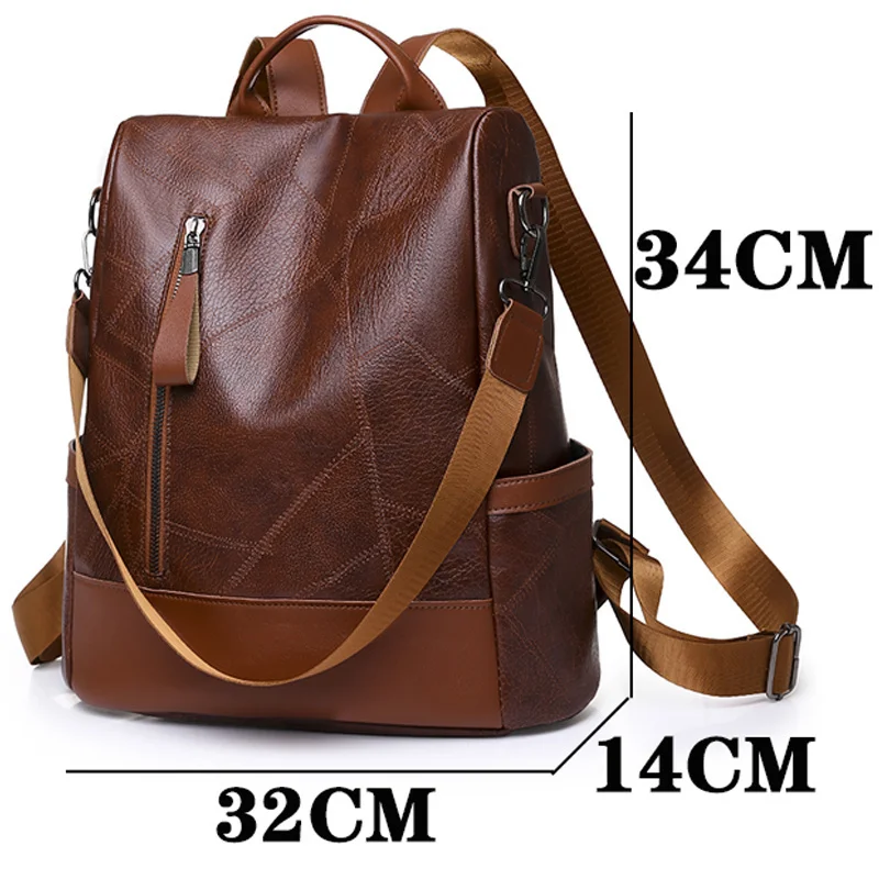 Large Leather Shoulder Soft Capacity, Women's Bag, Women's Backpack, Fashionable Retro S, Anti Shake Y2k Simple Casual New