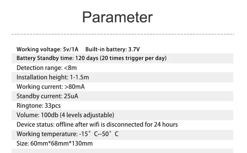 Tuya Wifi Solar Microwave PIR Motion Alarm Sensor, Ring Doorbell Infrared Detect