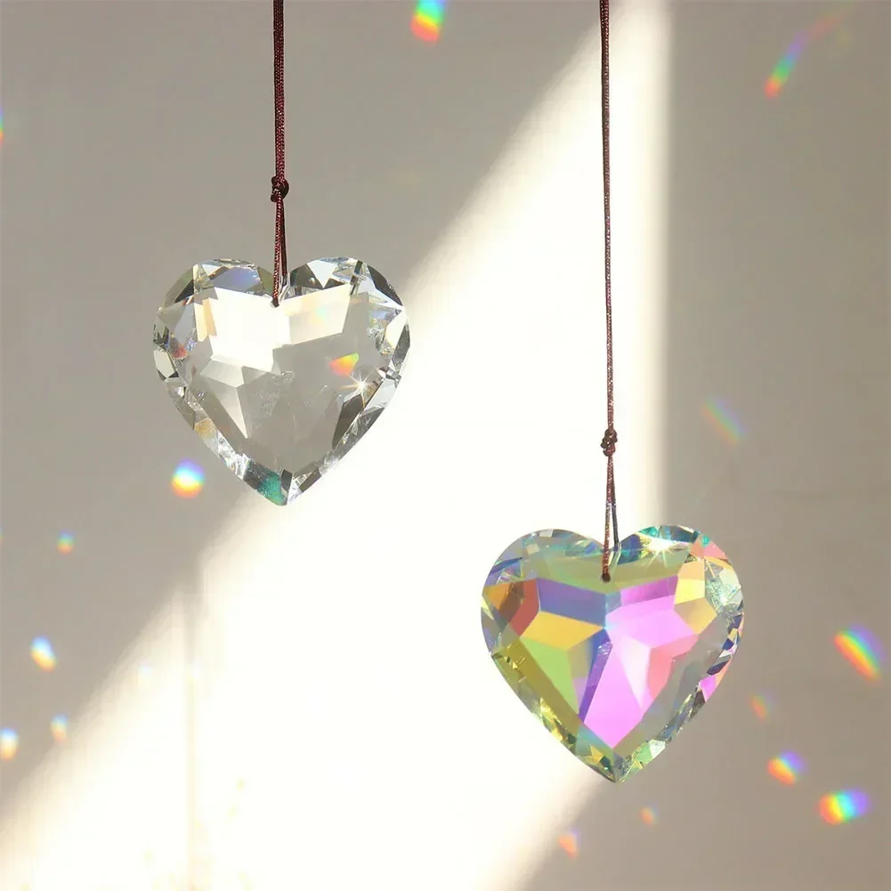 Sun Catcher 30/45mm Sun Catcher Heart Hanging Pendant Heart Rainbow Maker Crafts For Home Office Garden Decoration
