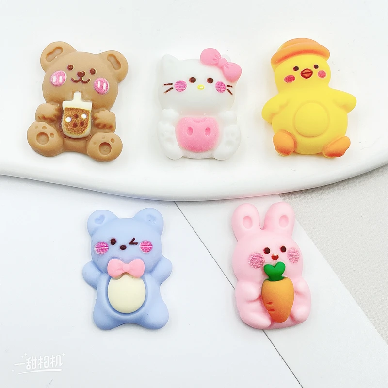 15Pcs New Cute Resin Mini Cartoon Animal Flat Back Cabochon Scrapbook Kawaii DIY Embellishments Accessories C72