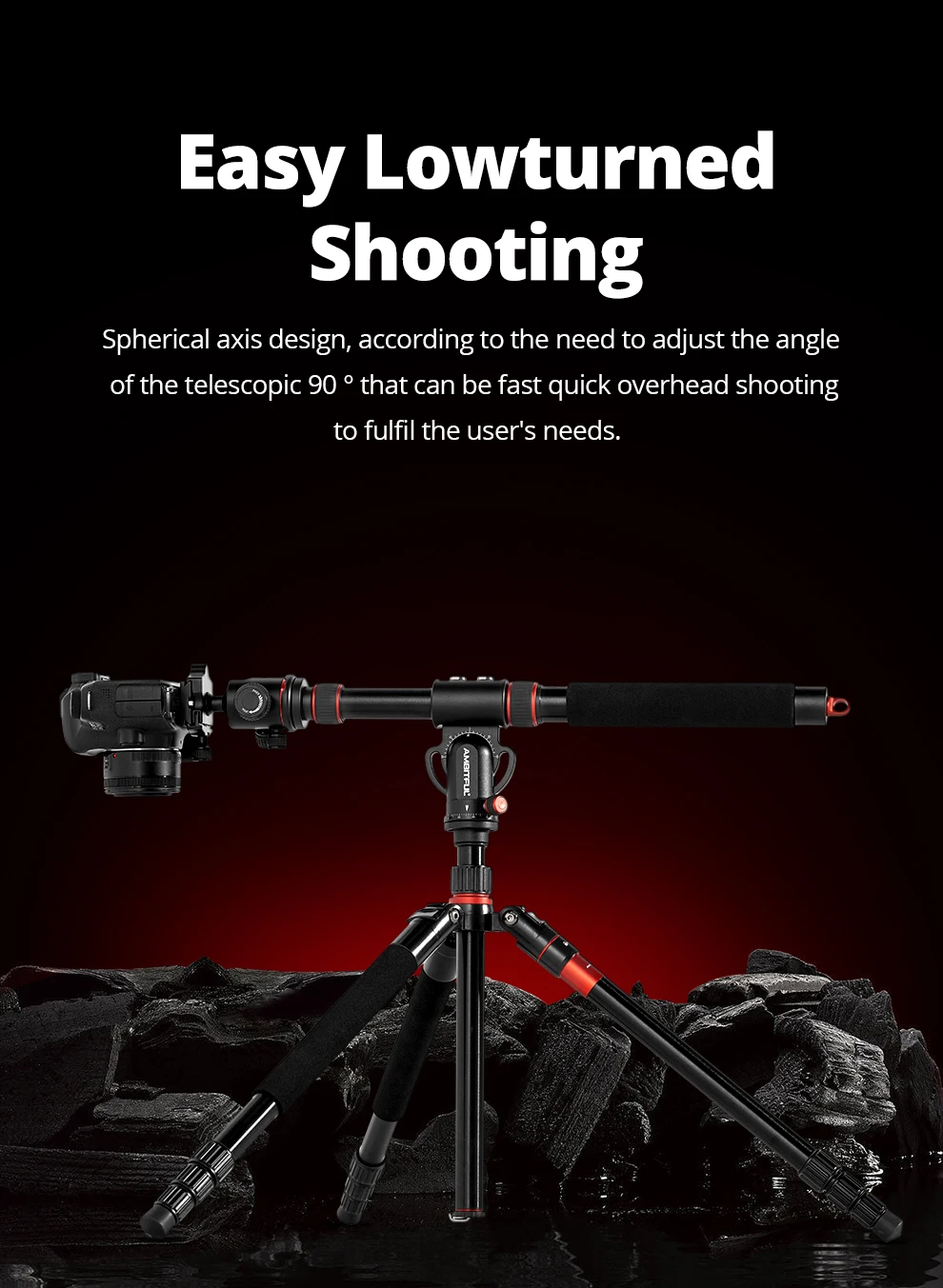 GM104 106cm Aluminium Alloy Tripod Extended Crossbar Adjusted Multi-Angle Shooti
