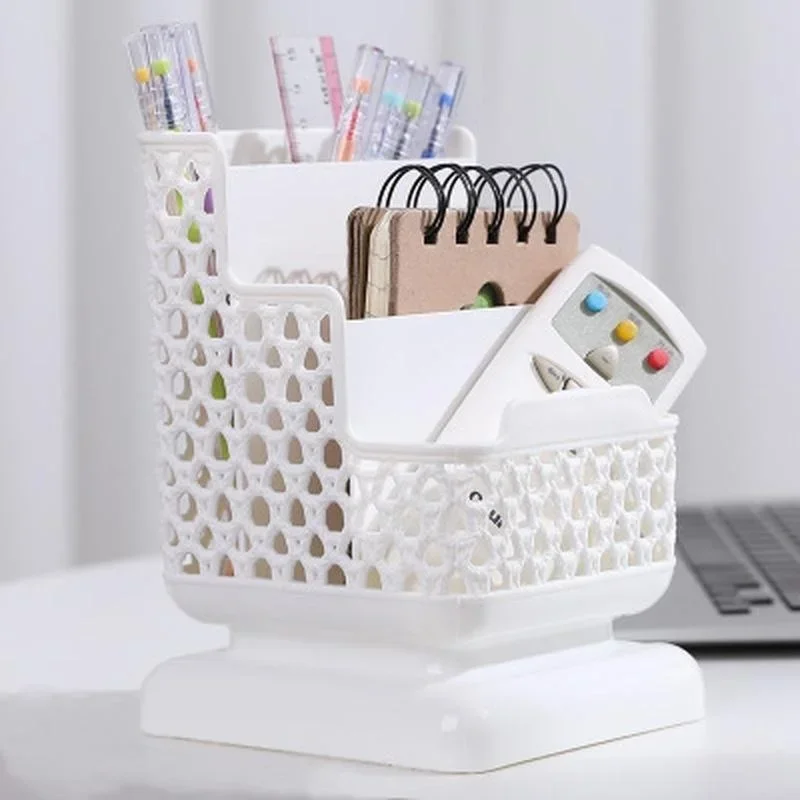 Plastic Pen Holder Desk Storage Box Pencil Tray School Office Stationery Supplies Desktop Accessories Organizer Student Gift