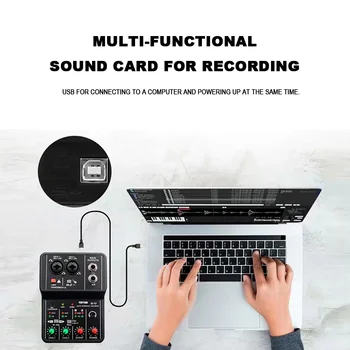 TEYUN Q12 2 Channels Professional portable Audio Interface sound card console mini USB MIXER for Guitar Recording Studio Singing 5