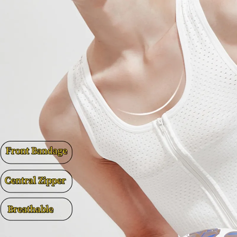 Plus Size Available Chest Binder Front Zipper Trans Binder FTM Front 7.87 inch Bandage Lesbian For Big Boobs