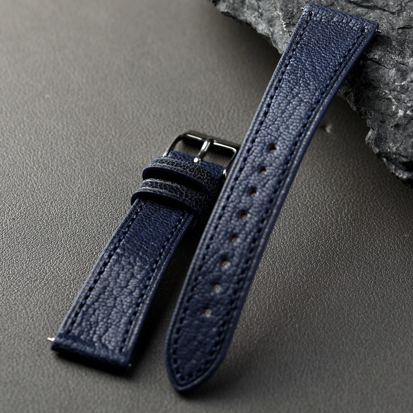 Ultra-Thin Deep Blue Genuine Leather Sheepskin Strap - Vintage Quick Release Bracelet, S/M Size