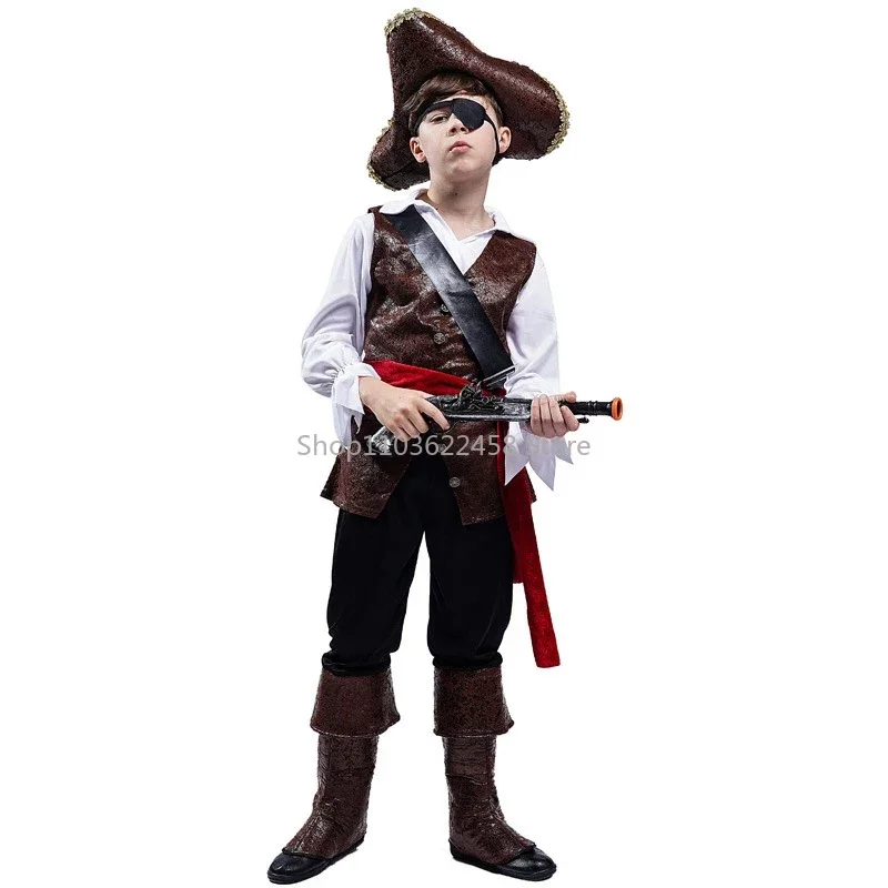 

Halloween Costume Boys Pirate Cosplay Pirate Captain Jack Sparrow Kids Children Purim Christmas Party Luxury Buccaneer Outfits