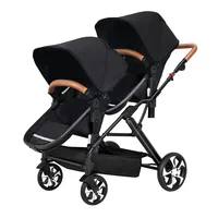 Portable Twin Baby Stroller Collapsible Double Stroller Traveling Twin Stroller Two-way High View Double Baby Carriage